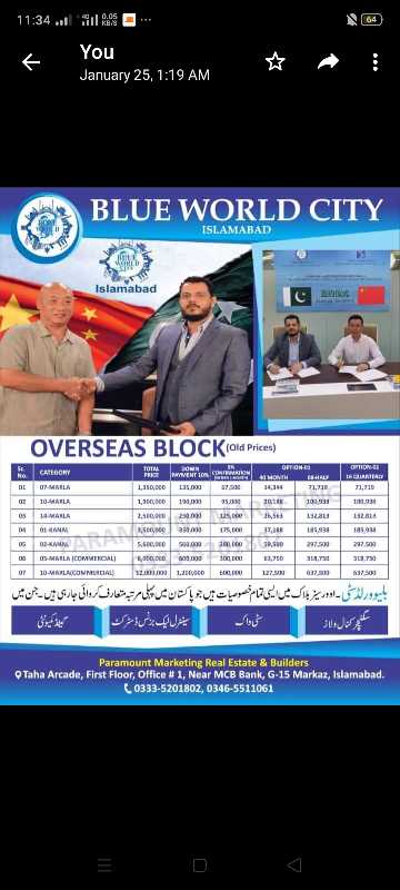 7 Marla blue world City I.. in Islamabad, Islamabad Capital Territory - Free Business Listing