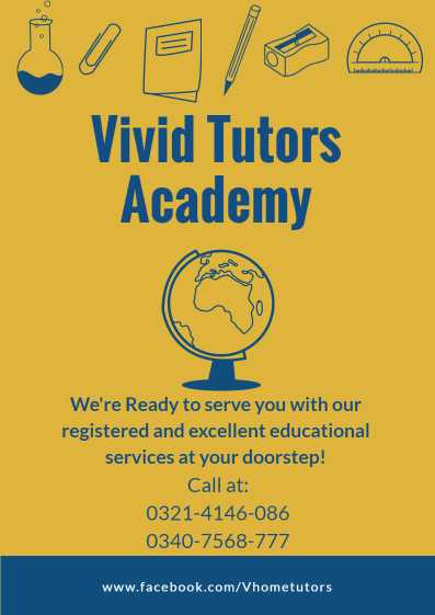 Vivid Home Tutors Academy.. in Lahore, Punjab 54000 - Free Business Listing