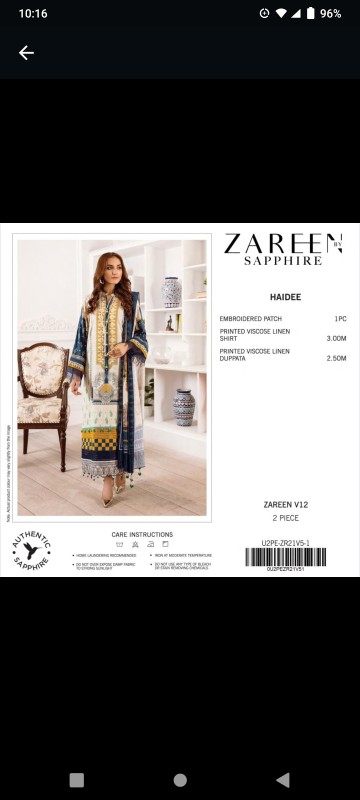 Zareen sapphire 2 piece.. in Lahore, Punjab - Free Business Listing